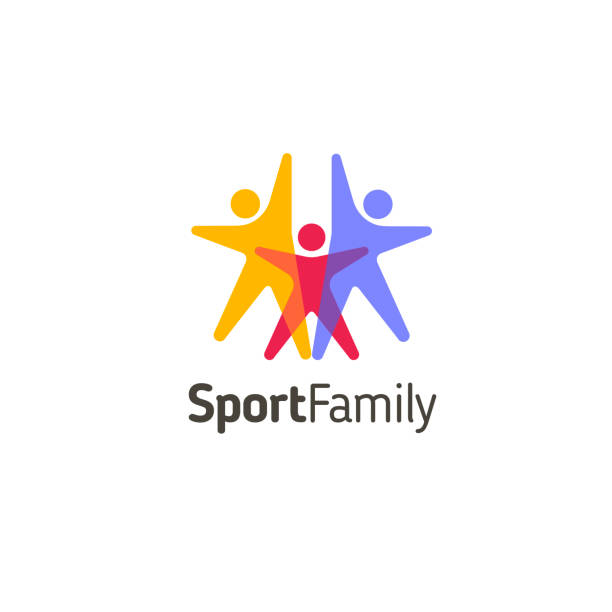 ilustrações, clipart, desenhos animados e ícones de modelo de design do vetor. ícone de família esporte - vector fun family healthy lifestyle