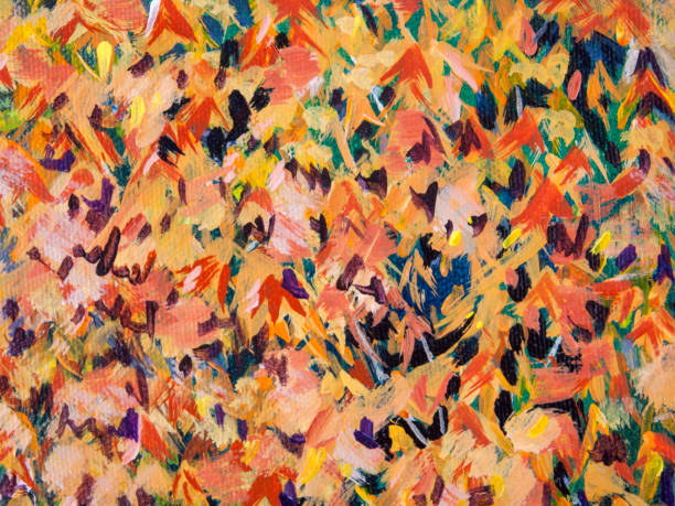 istock Full frame autumn foliage background, acrylic painting technique detail. 1038777040