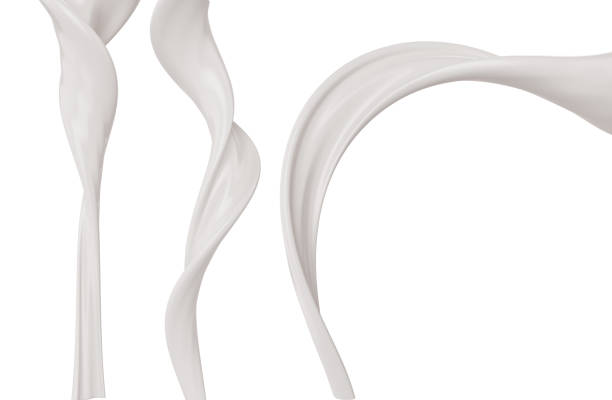 White milk or yogurt splash. White milk or yogurt splash in curvy line, Paint or Liquid, 3d illustration. what is pouring cream stock pictures, royalty-free photos & images