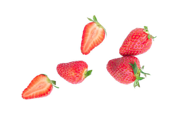 istock Fresh strawberry slice isolated on white background,fruit concept 1038786188