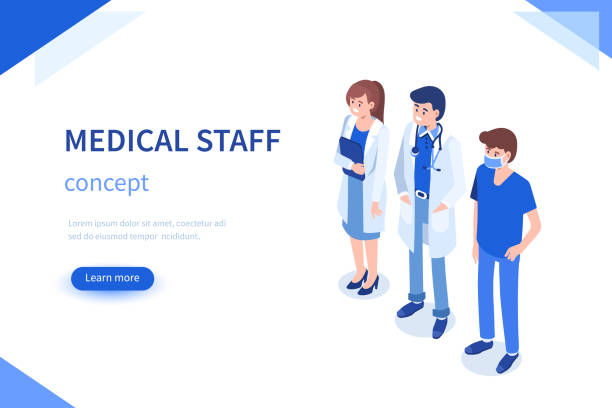 lekarze - isometric patient people healthcare and medicine stock illustrations