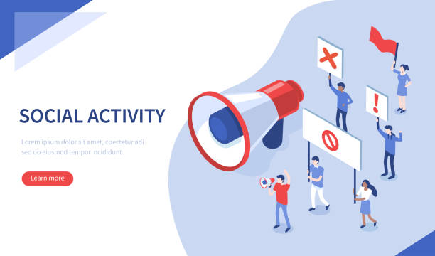 protest Social activity and protest concept. Can use for web banner, infographics, hero images. Flat isometric vector illustration. angry crowd stock illustrations