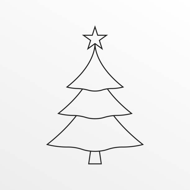 ilustrações de stock, clip art, desenhos animados e ícones de christmas tree outline icon. vector illustration. - 4603