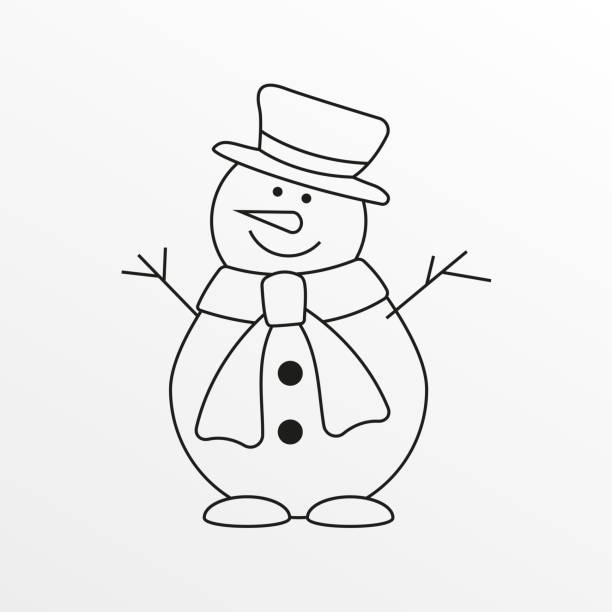 눈사람 개요 아이콘입니다. 벡터 일러스트입니다. - snowman snowball men christmas stock illustrations