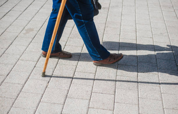 istock Old man with a cane. Natural. Man with a stick. 1038815768