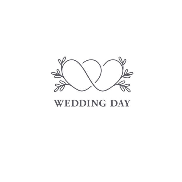 illustrazioni stock, clip art, cartoni animati e icone di tendenza di modello di progettazione vettoriale. concetto di simbolo di matrimonio. - wedding