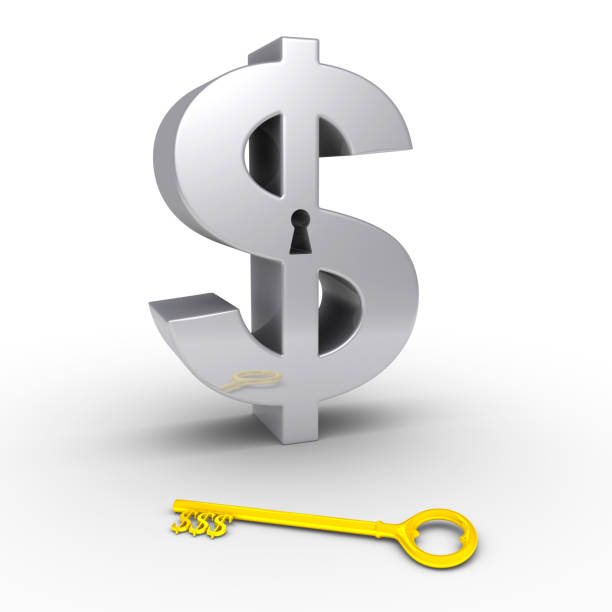 istock Dollar with keyhole and dollar-key on the ground 1038852684