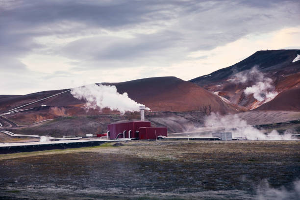 地熱発電所 - iceland hot spring geothermal power station geyser ストックフォトと画像