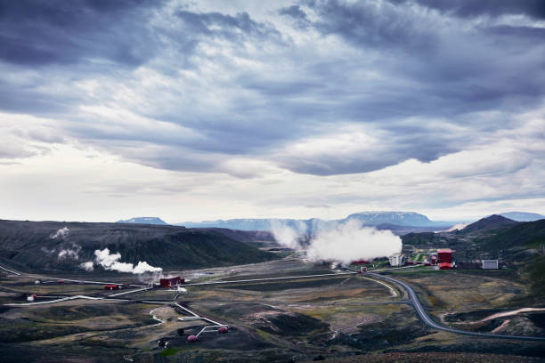 地熱発電所 - iceland hot spring geothermal power station geyser ストックフォトと画像