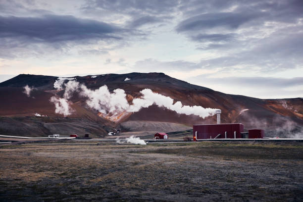 地熱発電所 - iceland hot spring geothermal power station geyser ストックフォトと画像