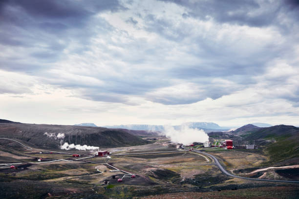 地熱発電所 - iceland hot spring geothermal power station geyser ストックフォトと画像