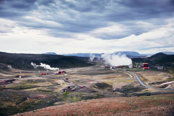 地熱発電所 - iceland hot spring geothermal power station geyser ス��トックフォトと画像