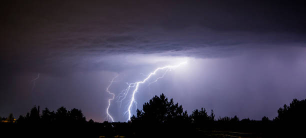 istock powerful lightning strikes over the night sky 1038870008
