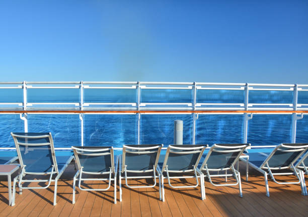 istock Sunbeds on open deck of cruise ship 1038873046