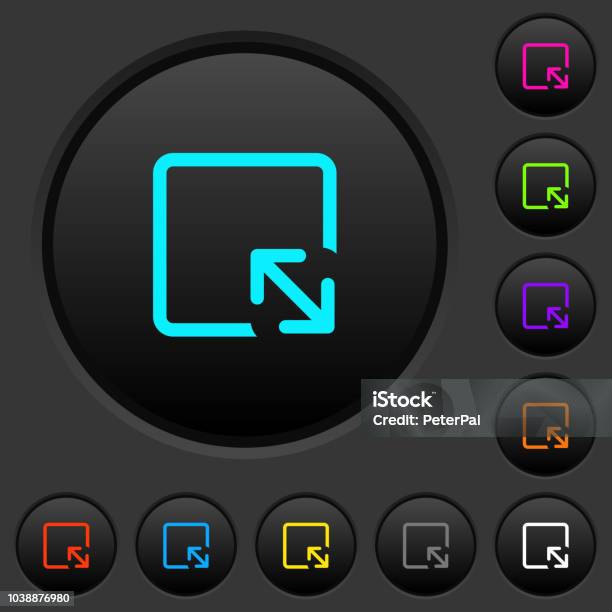 Resize Object Dark Push Buttons With Color Icons Stock Illustration - Download Image Now - Adjustable, Arm, Arrow Symbol