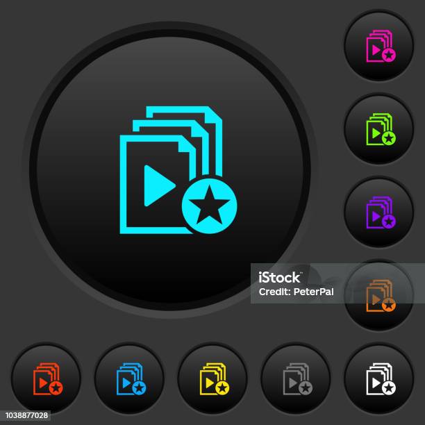 Rank Playlist Dark Push Buttons With Color Icons Stock Illustration - Download Image Now - Armed Forces Rank, Asterisk, Circle