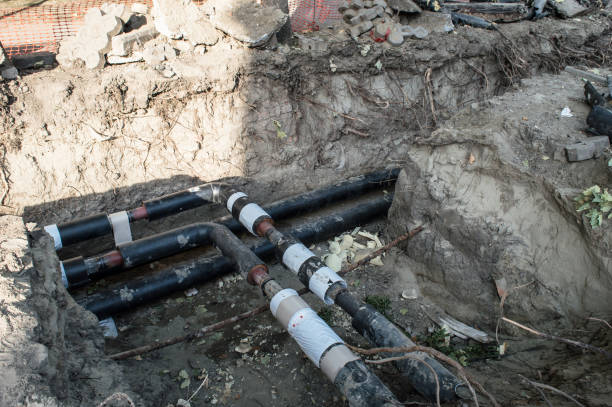 istock Pipes in the Earthen Trench  for Heating System 1038887766