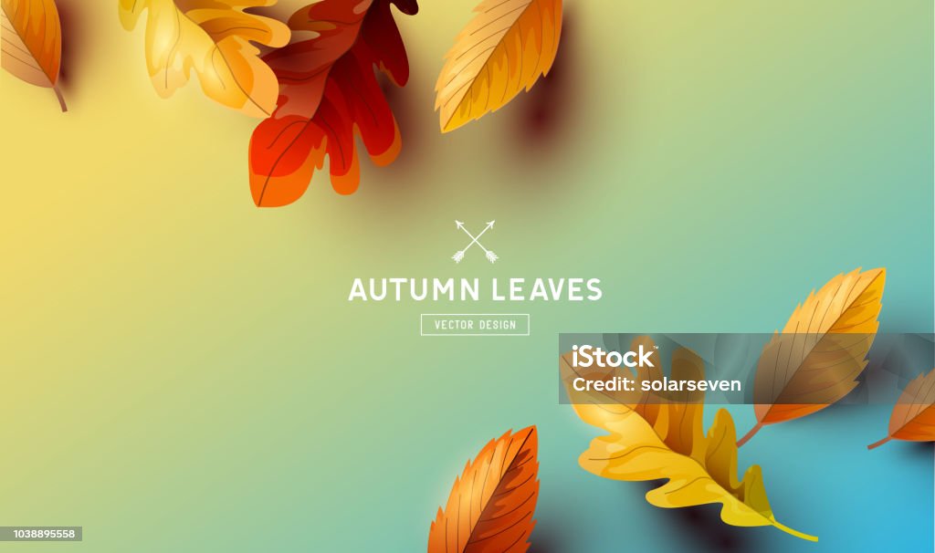 Vector Autumn Falling Leaves Background Autumn season background with falling autumn leaves and room for text. Vector illustration Autumn stock vector