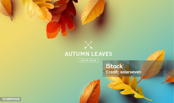 Vector Autumn Falling Leaves Background Stock Illustration - Download Image Now - Autumn, Falling, Leaf
