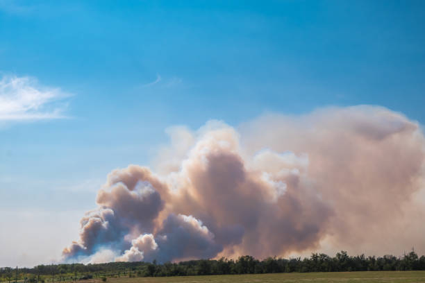 istock a big cloud of thick smoke rising from the ground 1038922754