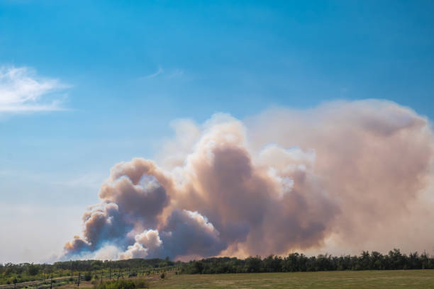 istock a big cloud of thick smoke rising from the ground 1038922902