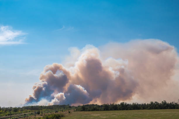 istock a big cloud of thick smoke rising from the ground 1038922960