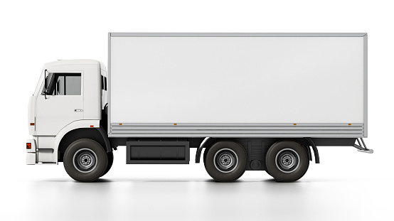 Transportation truck with blank copy space isolated on white.