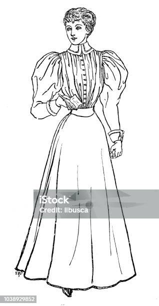 Antique Engraving Illustration 19th Century Fashion Stock Illustration - Download Image Now