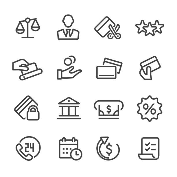 Credit Card Icons - Line Series Credit Card, finance service clipart stock illustrations