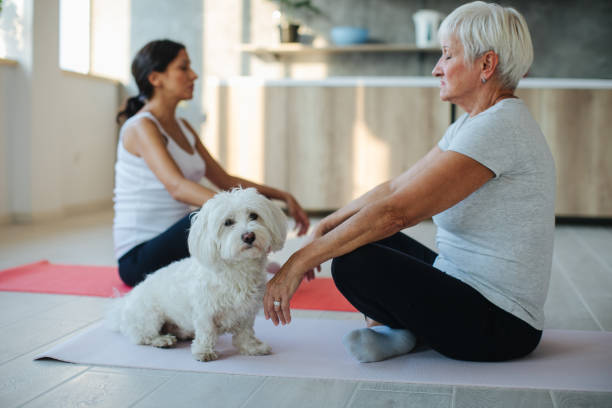 istock Mother and daughter meditating together 1038948072