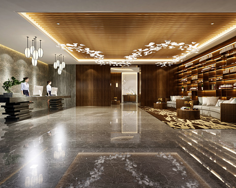 istock 3d render luxury modern hotel interior 1038952140