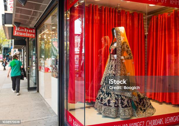 Indian Clothing On Retail Display Nyc Jackson Heights Queens Stock Photo - Download Image Now