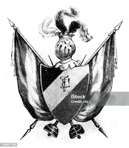 Coat Of Arms Of The German Fraternity In Jena Stock Illustration - Download Image Now - Archival, Old-fashioned, Retro Style
