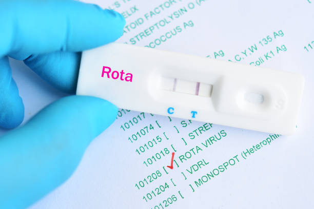 Rotavirus positive test result Rotavirus positive test result by using rapid test cassette, diagnosis for acute diarrhea in children gastroenteritis stock pictures, royalty-free photos & images