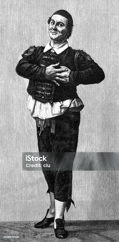 Portrait of a Troubadour Illustration from 19th century Troubadour - Person stock illustration