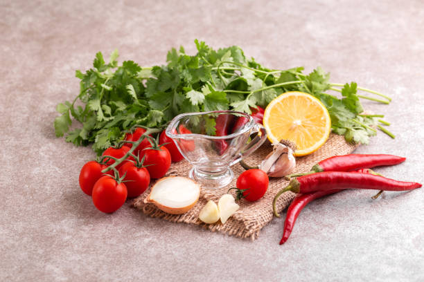 istock Indredients for traditional mexican red spicy sauce salsa 1038979408