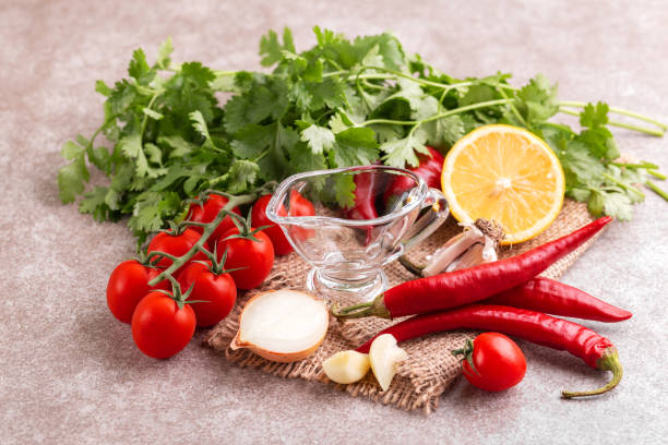 istock Indredients for traditional mexican red spicy sauce salsa 1038979700