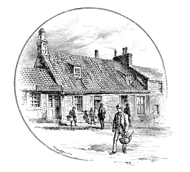 istock Antique engraving illustration: Carnegie's Birthplace, Dunfermline 1038983916