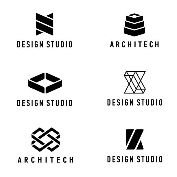 Vector design elements. Design studio and architecture company Vector design elements. Design studio and architecture company 3d corporate logo stock illustrations
