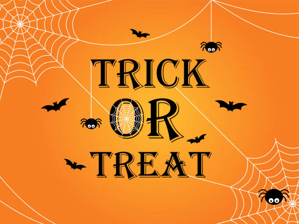 Trick or treat Halloween banner template background Trick or treat Halloween banner template background happy halloween banner stock illustrations