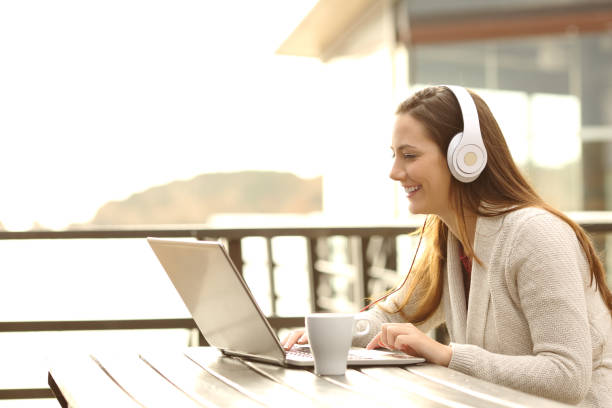 istock Woman on vacation learning or having a video call 1039004782