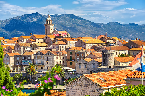 The view of the Korcula town, Korcula island, Dalmatia, Croatia