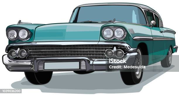 Classic Car American Sketch Vector Stock Illustration - Download Image Now - Collector's Car, Vintage Car, Car