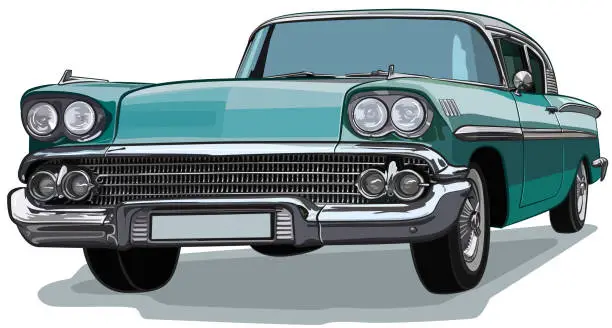 Vector illustration of Classic Car American Sketch Vector
