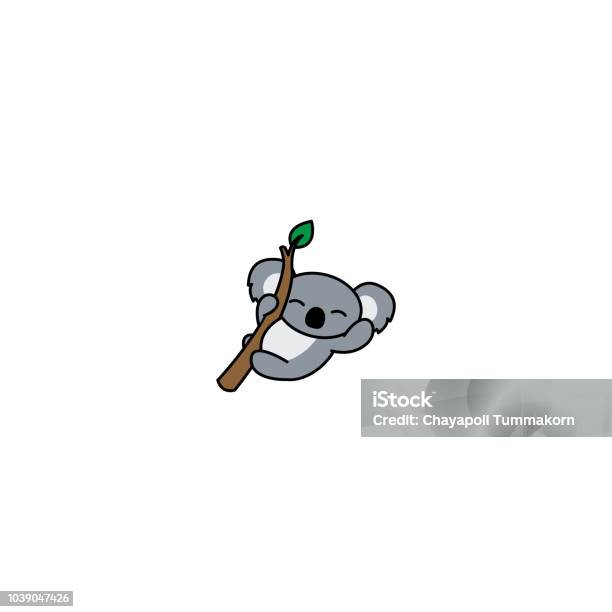 Happy Koala On A Branch Cartoon Icon Vector Illustration Stock Illustration - Download Image Now