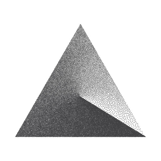 ilustrações de stock, clip art, desenhos animados e ícones de minimal vector stippled triangle shape - triangle square equipment work tool