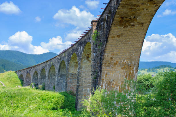istock railway viaduct old bridge on a background of mountains 1039064126