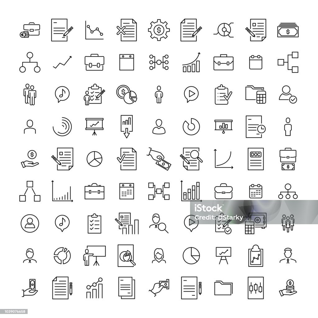 Premium set de iconos de la línea de gestión. - arte vectorial de Ícono libre de derechos