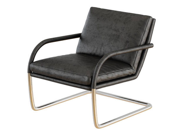 istock Armchair with old leather on a metal base 1039084888