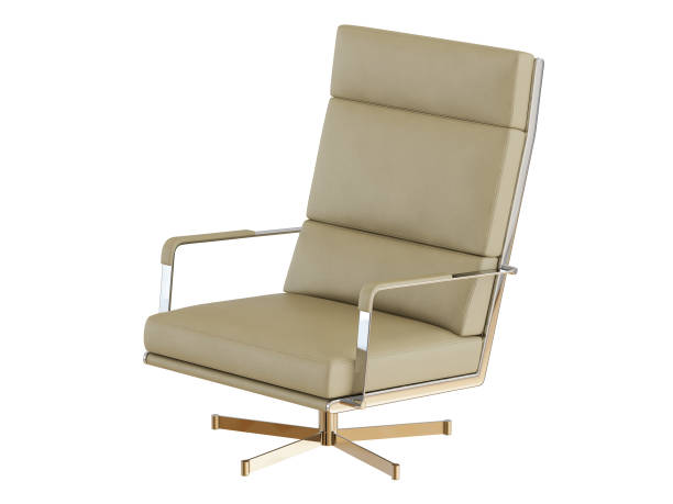 istock Office leather chair beige with high backrest 1039085096